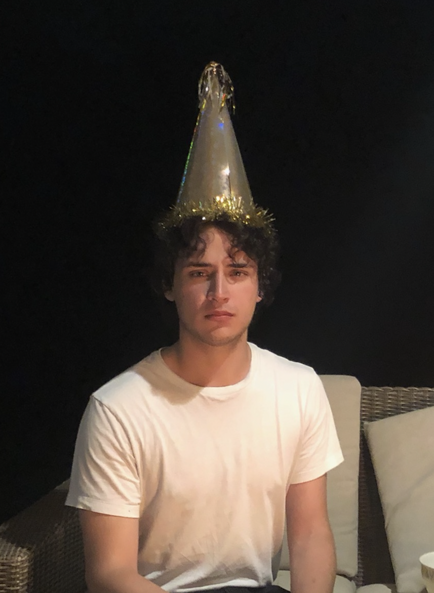 Dylan in a birthday hat
